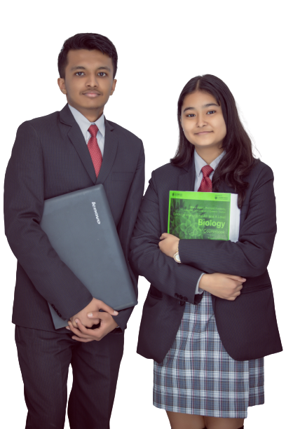 The girl are pointing to the left side